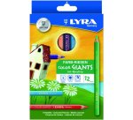 Etui crayons de couleur geantes lyra forme            hexagonales bois 18cm mine    6mm 12 unites coloris