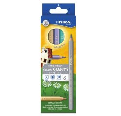 Etui crayons de couleur geantes lyra forme            hexagonales bois 18cm mine    6mm 6 unites coloris