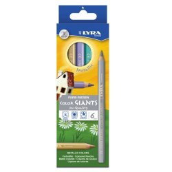 Etui crayons de couleur geantes lyra forme            hexagonales bois 18cm mine    6mm 6 unites coloris