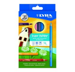 Crayon couleur lyra ferby triangulaire 120mm extrémité fermée usage économe mine 6.25mm diamètre étui carton 12 unités