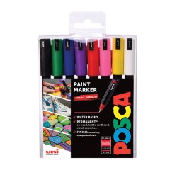 Marqueur posca pc1mr gouache encre inodore toutes surfaces pointe ultra-fine conique coloris basiques 8 unités