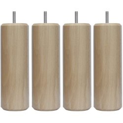 MRG Jeu de pieds Cylindre Cylindre H25cm D7cm vernis naturel filetage 8mm