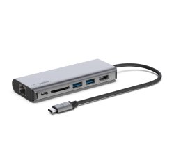 Adaptador belkin avc008btsgy multipuerto usb-c a ethernet / usb-c / usb-a / hdmi / sd color gris
