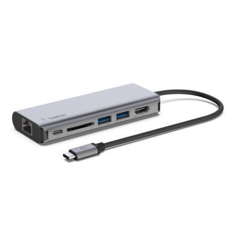 Adaptador belkin avc008btsgy multipuerto usb-c a ethernet / usb-c / usb-a / hdmi / sd color gris