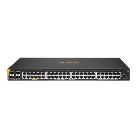 HPE Aruba Networking 6100 48G Class4 PoE 4SFP+ 370W Géré L3 Gigabit Ethernet (10/100/1000) Connexion Ethernet, supportant l'alimentation via ce port (PoE) 1U Noir