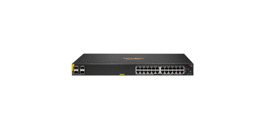 HPE Aruba Networking CX 6100 24G Class4 PoE 4SFP+ 370W Géré L3 Gigabit Ethernet (10/100/1000) Connexion Ethernet, supportant l'alimentation via ce port (PoE) 1U Noir