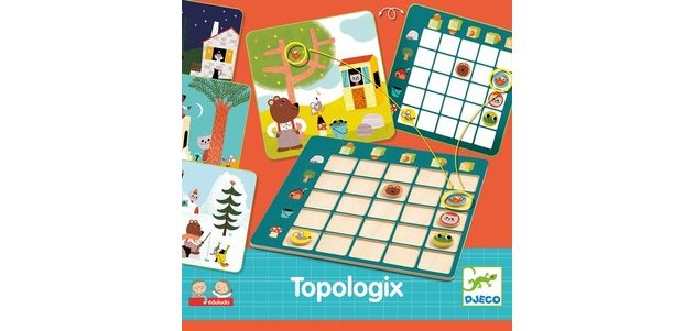 Spatialisation djeco topologix se situer dans l    espace 1 tableau 24 cartes 5  jetons animaux en bois