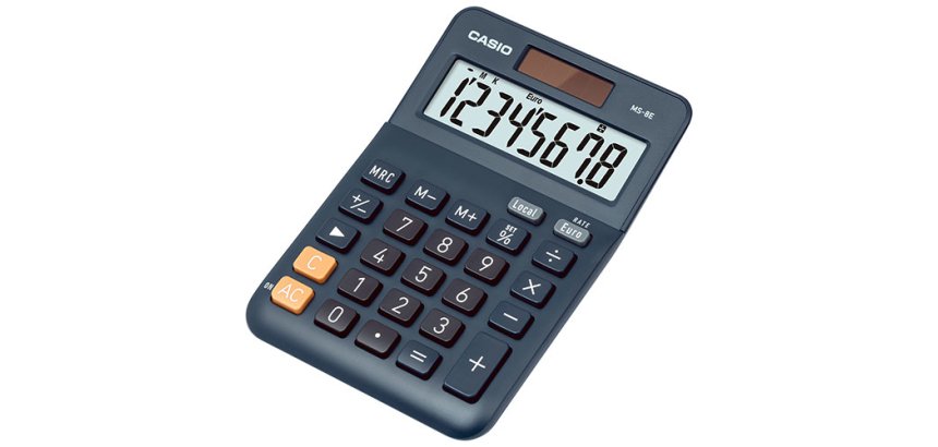 Calculatrice casio bureau ms8e gran ecran 8 chiffres    euro convertisseur memoire    solaire/pile couleur bleu