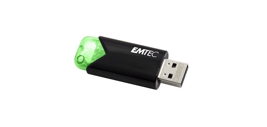 Cle usb emtec 3.2 b110  click easy 64go coloris vert