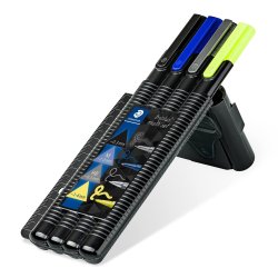 Etui staedtler triplus multi set 1 feutre noir 1           stylo-bille bleu 1 porte-mine 1 surligneur jaune et 1 regle