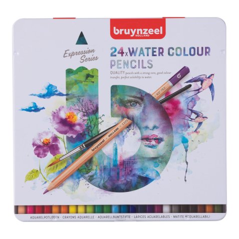 Expression crayons de couleur, boîte métallique de 24