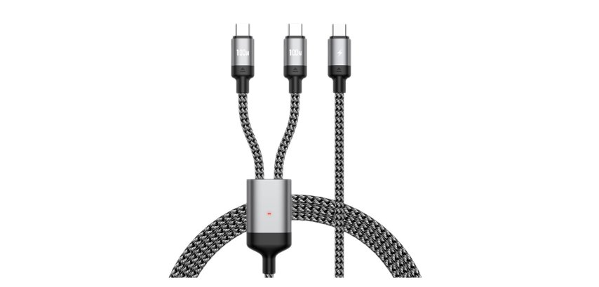 DLH DY-TU5500 câble USB USB 2.0 1,2 m USB C 2 x USB C 0,48 Gbit/s 100 W Noir, Gris