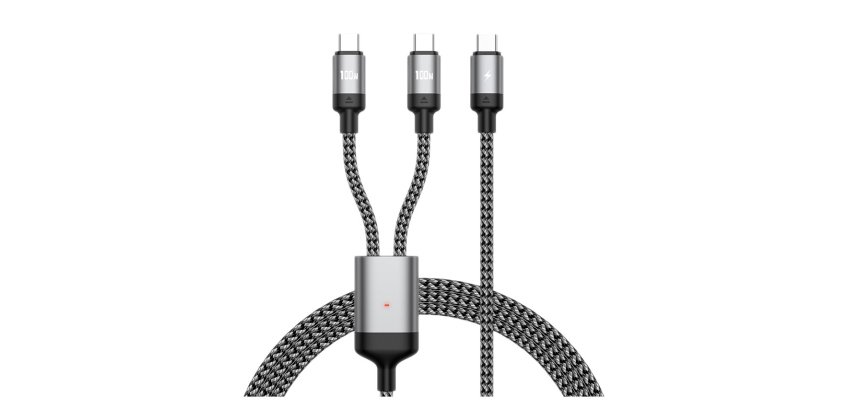 DLH DY-TU5500 câble USB USB 2.0 1,2 m USB C 2 x USB C 0,48 Gbit/s 100 W Noir, Gris