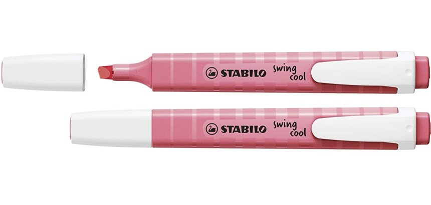 Surligneur stabilo swing cool pastel edition format stylo   pointe biseautee trace 1/4mm  clip coloris petale de rose