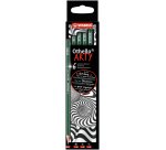 Crayon graphite stabilo othello arty hexagonal haute  qualite mine tendre etui      carton 6 unites 2 4b 2 3b 2