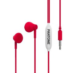 Pantone PT-WDE001R1 cuffia e auricolare Cuffie Cablato In-ear Musica e Chiamate Rosso, Bianco