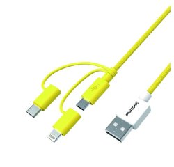 Pantone PT-USB003Y1 cable USB 1,2 m USB A USB C/Micro USB A/Lightning Amarillo