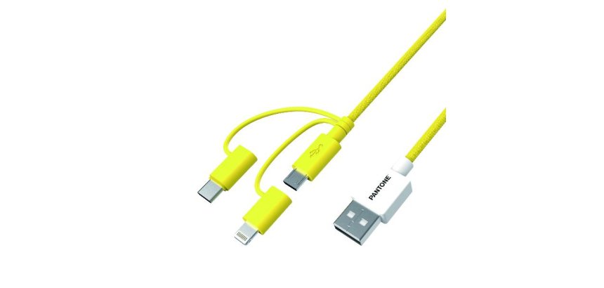 Pantone PT-USB003Y1 cable USB 1,2 m USB A USB C/Micro USB A/Lightning Amarillo