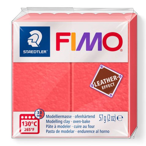 Pain 57g FIMO EFFECT CUIR couleur rouge