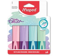 Surligneur Glitter PASTEL, étui carton de 4