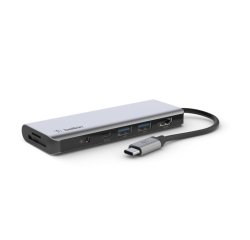 Adaptador belkin avc009btsgy hub usb-c 7 en 1 sd micro sd audio 2 x usb hdmi usb-c carga 100w