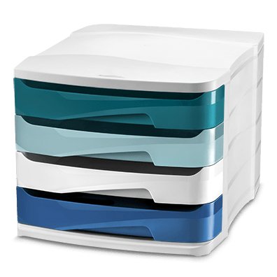 CEP Module de classement Riviera, 4 tiroirs, blanc / bleu