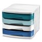 CEP Module de classement Riviera, 4 tiroirs, blanc / bleu