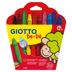 Crayon cire couleur giotto be-bè + 1 taille-crayon étui 10 unités