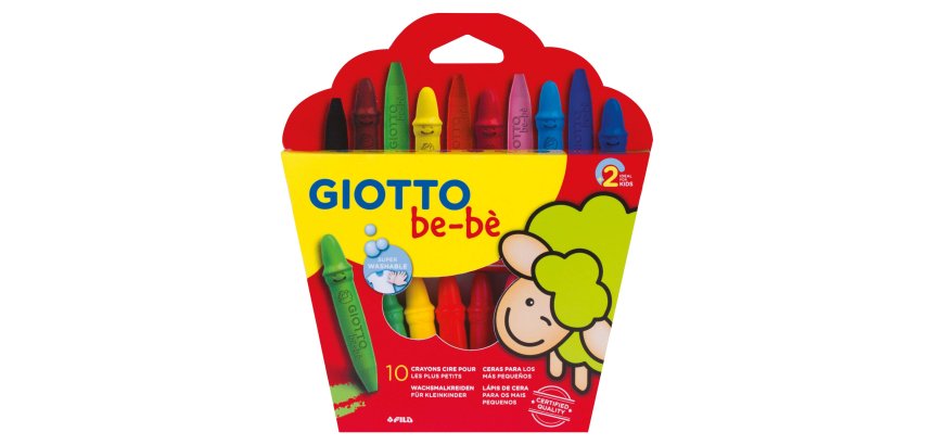 Crayon cire couleur giotto be-bè + 1 taille-crayon étui 10 unités