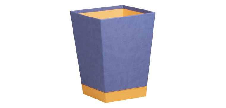 Rhodiarama corbeille à papier simili cuir italien 27x27x32 cm - Saphir