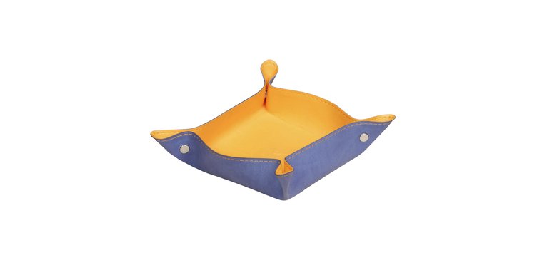 Rhodiarama vide-poche réversible simili cuir italien 12x12x4,5 cm - Saphir