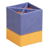 Rhodiarama pot à crayons simili cuir italien 8x8x11 cm - Saphir