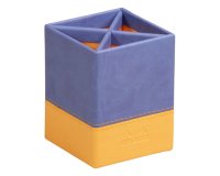 Rhodiarama pot à crayons simili cuir italien 8x8x11 cm - Saphir