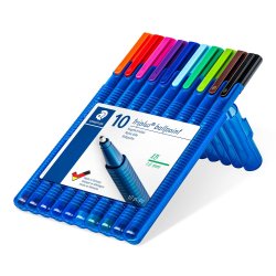 Etui de 10 stylos bille Triplus Ball 437 XB, pointe métal large 0,7 mm. Assortis