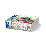 Crayon couleur staedtler noris 187 triangulaire wopex  l175mm 144un coloris assortis + 3 taille-crayons offerts