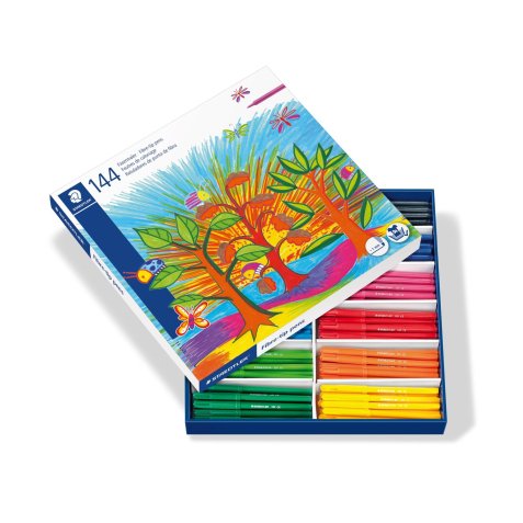 Feutre coloriage staedtler noris 325 capuchon ventilé pointe bloquée moyenne 2mm très résistante schoolpack 144 unités