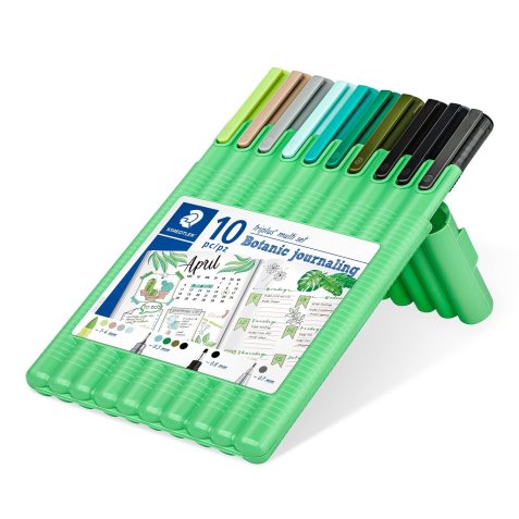 Etui staedtler triplus multi set 10 unites 4 feutres       fineliner assortis 1          broadliner noir 4 surligneurs