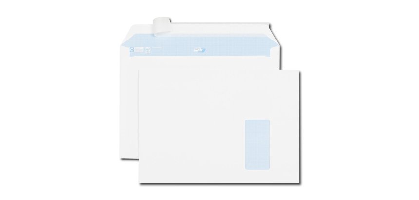 Enveloppe gpv c4 229x324mm 90g adhésive fermeture rapide sécurisée définitive fenêtre 50x100mm blanche boîte 250 unités