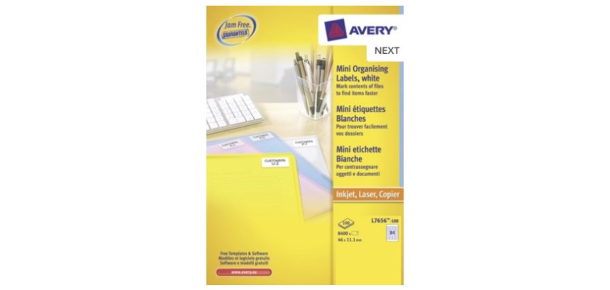Étiquettes mini avery blanches 46 x 11,1 mm boîte 8400