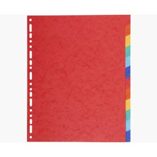 Jeu d'intercalaires 12 positions en carte recyclée 220g. Format A4+. Coloris assortis