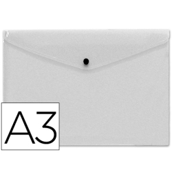 Pochette enveloppe liderpapel polypropylène 180 microns a3 420x297mm 50f fermeture bouton résistant transparent