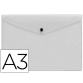 Pochette enveloppe liderpapel polypropylène 180 microns a3 420x297mm 50f fermeture bouton résistant transparent