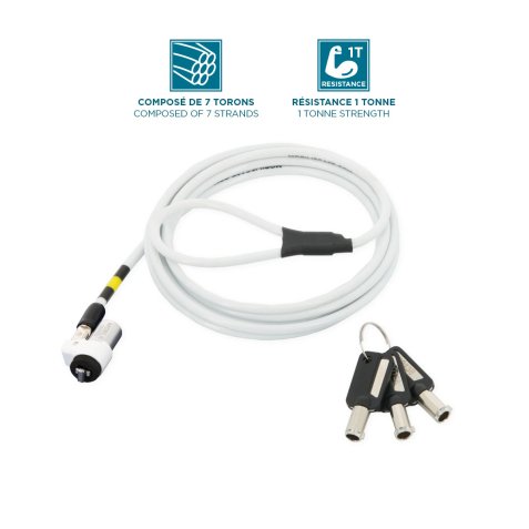 Mobilis 001325 câble antivol Blanc 1,8 m