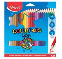 Crayon couleur maped color pep's triangulaire mine résistante coloris vifs étui carton 24 unités