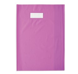 Protège-cahier elba styl'sms pvc opaque 12/100e sans phtalates porte-étiquette et étiquette a4+ 240x320mm violet
