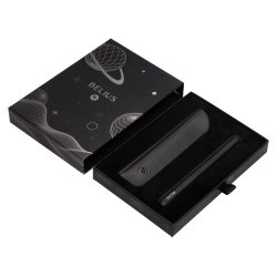 Roller et etui en simili cuir belius space b monochrome sans agrafe encre bleue coloris noir dans coffret cadeau