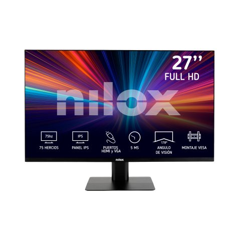 Pantalla monitor para PC 68,6 cm 27" Nilox NXM27FHD11 LED IPS FHD 75HZ 16:9 5MS HDMI/VGA-1920 x 1080 Pixeles Full HD