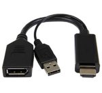 DLH DY-TU4247B câble vidéo et adaptateur DisplayPort HDMI + USB Noir