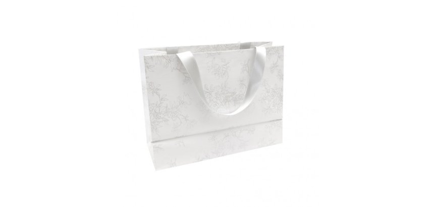 Prem. Blanc, sac shop 32x13x24,5 Fleurs - Blanc