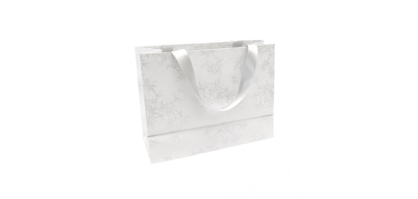 Prem. Blanc, sac shop 32x13x24,5 Fleurs - Blanc